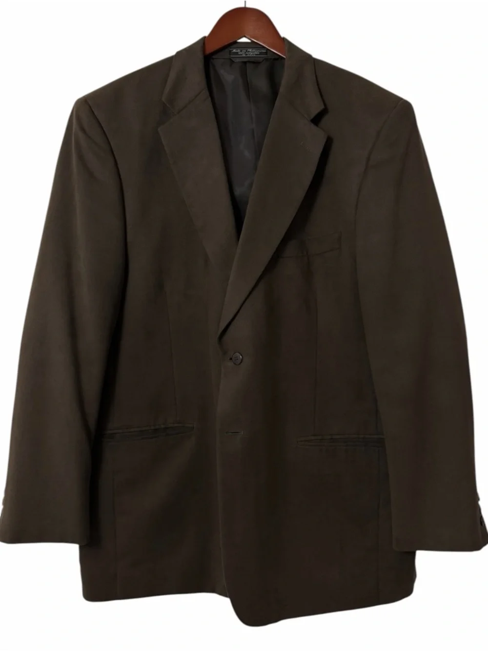 Jeffrey Banks Mens 46L Long Brown Supra Suede Blazer 2-Button Sport Coat Jacket